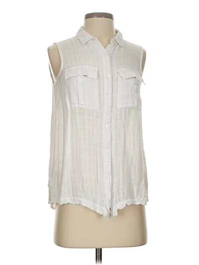 Pre-owned A.n.a. A New Approach Sleeveless Button Down Shirt In White