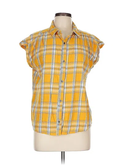 Pre-owned A.n.a. A New Approach Sleeveless Button Down Shirt In Yellow