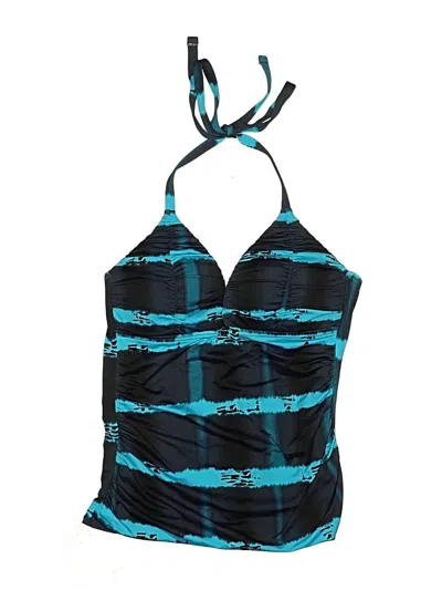 Pre-owned A.n.a. A New Approach Swimsuit Top Blue Stripes Pattern Swimwear