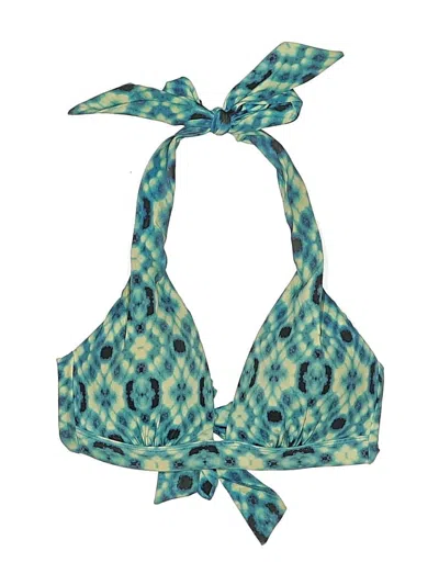 Pre-owned A.n.a. A New Approach Swimsuit Top Teal Argyle Pattern Swimwear