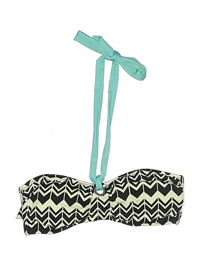 Pre-owned A.n.a. A New Approach Swimsuit Top Teal Chevron/herringbone Pattern Swimwear In Blue