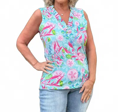 Ana Clare Calla Ruffle Top In Oceanus In White