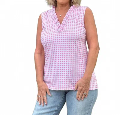 Ana Clare Calla Ruffle Top In Seabird In Multi