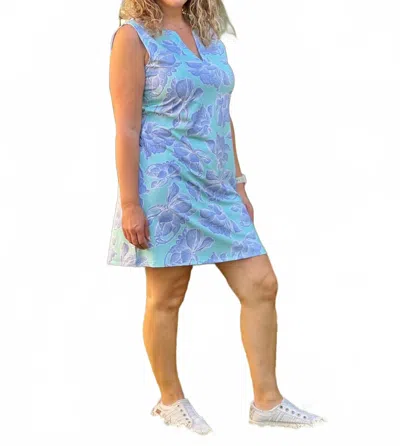 Ana Clare Carly Shift Dress In Lotus In Blue