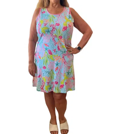 Ana Clare Mermaid Molly Tank Swing Dress In Blue In Multi