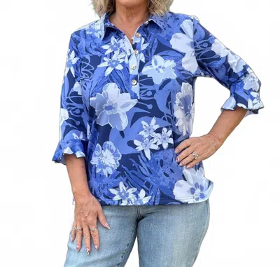 Ana Clare Mira Flounce Sleeve Top In Nolana In Multi