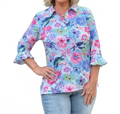 Ana Clare Mira Flounce Sleeve Top In Talula In Multi