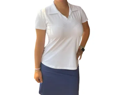Ana Clare Short Sleeve V-neck Polo In White