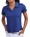 Ana Clare Solid Short Sleeve Polo In Navy In Blue