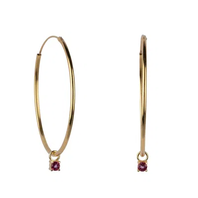 Ana Dyla Women's Gold / Pink / Purple Irem Pink Topaz Hoops