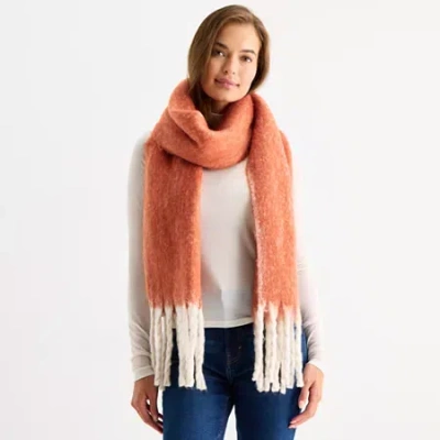 Ana Extreme Fringe Wrap Scarf In Orange