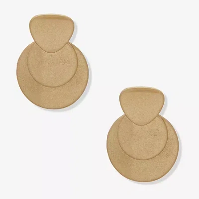 Ana Gold Tone 3 Layer Post Womens Drop Earrings In Yellow