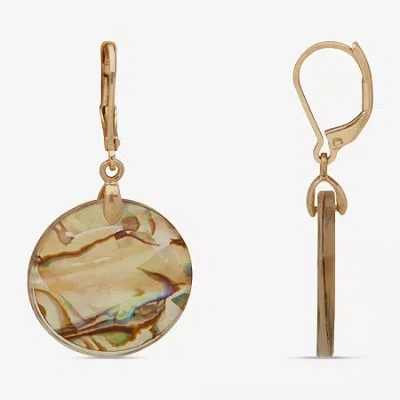 Ana Gold Tone Disk Womens Drop Earrings In Yellow