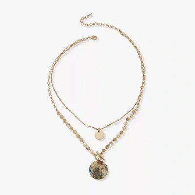 Ana Gold Tone Toggle Womens 18 Inch Pendant Necklace In Yellow