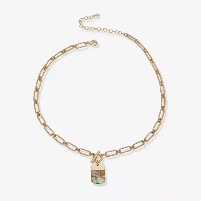 Ana Gold Tone Toggle Womens Paperclip 16 Inch Pendant Necklace In Yellow