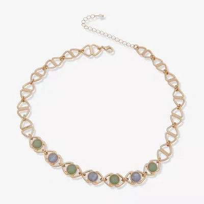 Ana Gold Tone Womens 16 Inch Collar Necklace In Multi