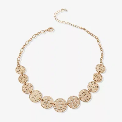 Ana Gold Tone Womens 16 Inch Collar Necklace In Yellow
