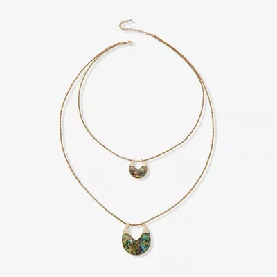 Ana Gold Tone Womens 24 Inch Pendant Necklace In Yellow