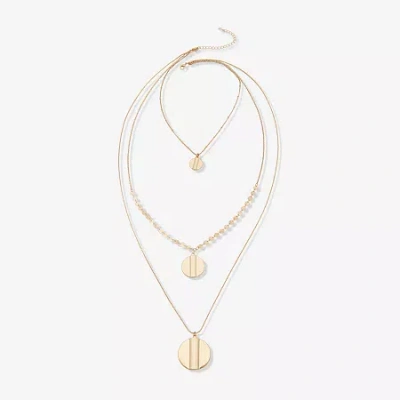 Ana Gold Tone Womens 39 Inch Strand Necklace In Yellow