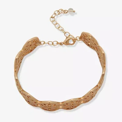 Ana Gold Tone Womens Cuff Bracelet In Yellow