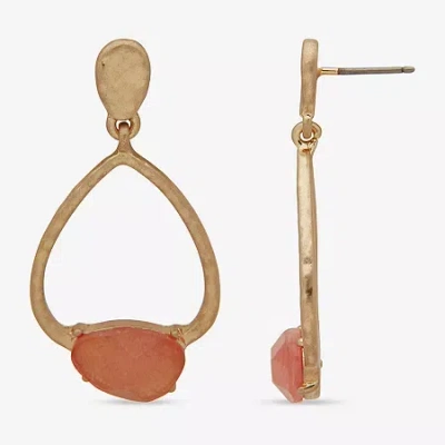 Ana Gold Tone Womens Drop Earrings In Yellow