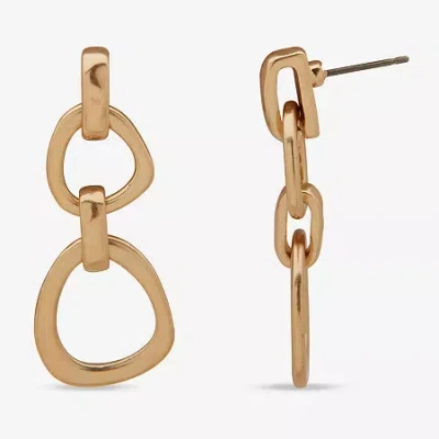 Ana Gold Tone Womens Drop Earrings In Yellow