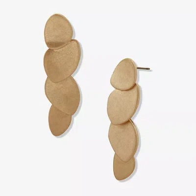 Ana Gold Tone Womens Round Drop Earrings In Yellow