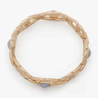 Ana Gold Tone Womens Stretch Bracelet In Blue