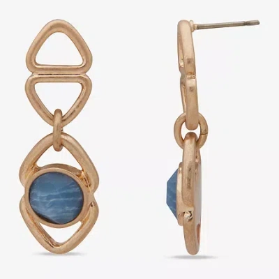 Ana Gold Tone Womens Triangle Drop Earrings In Blue