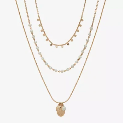 Ana Gold Tone Womens White 16 Inch Strand Necklace In Yellow