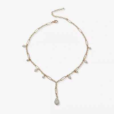 Ana Gold Tone Womens White 18 Inch Strand Necklace In Yellow