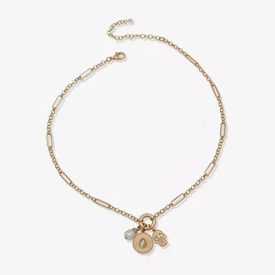 Ana Gold Tone Womens White 18 Inch Strand Necklace In Yellow