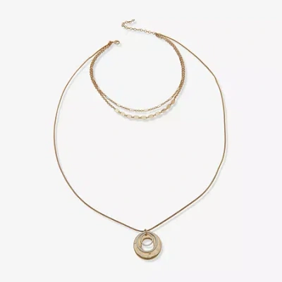 Ana Hammered Womens 16 Inch Strand Necklace In Yellow