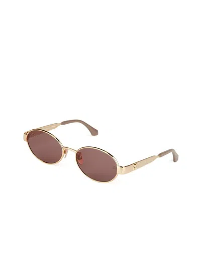 Ana Hickmann Ah3341 Metal Frame Oval Sunglasses In Gold
