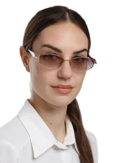 Ana Hickmann Ah3353 Metal Oval Sunglasses In Gold
