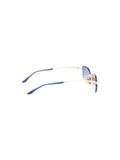 Ana Hickmann Ah3359 Gradient Blue Lens Sunglasses In Gold
