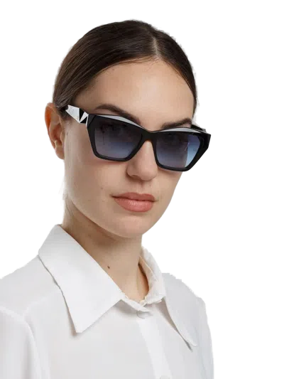 Ana Hickmann Ah9494 Gradient Blue Lens Acetate Sunglasses In Black