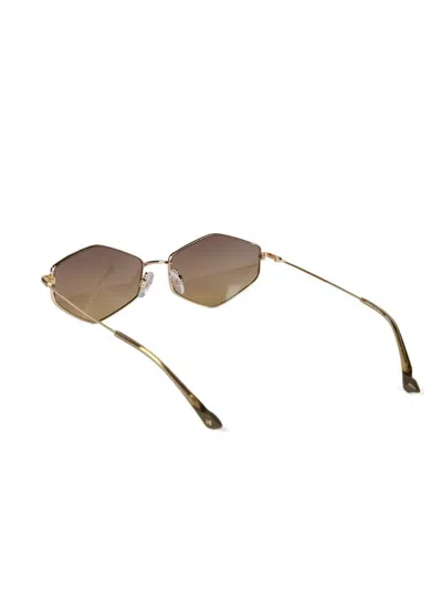 Ana Hickmann Hickmann Hi3231 Metal Frame Gradient Brown Lens Sunglasses In Gold