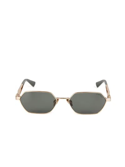 Ana Hickmann Hickmann Hi3255 Metal Hexagonal Sunglasses In Gold