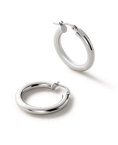 Ana Luisa 10k White Gold Classic Hoops Medium In Metallic