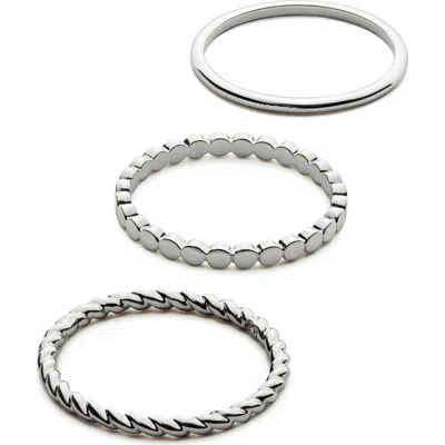 Ana Luisa Adrianna Set Of 3 Band Rings In Metallic