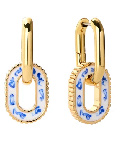 Ana Luisa Ash Double Gold-plated Marble Blue Double Hoop Earrings In Multi