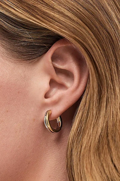 Ana Luisa Asher Two Tone Medium Hoop Earrings In Two Tone, Women's At Urban Outfitters In Gold