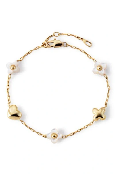 Ana Luisa Azura Heart & Flower Station Bracelet In Gold