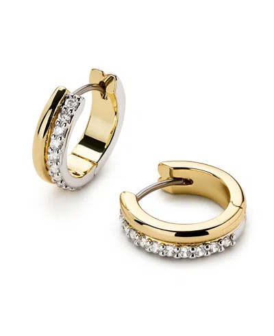 Ana Luisa Brass And Cubic Zirconia Asher Pave Huggie Earrings In Gold