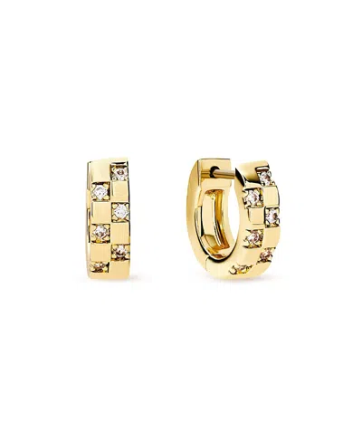 Ana Luisa Brass And Cubic Zirconia Eden Mini Gold Huggie Earrings