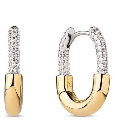 Ana Luisa Brynley Two-tone Mini Micropave Hoop Earrings In Gold