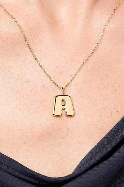 Ana Luisa Bubble Letter Necklace, Women's At Urban Outfitters In Gold