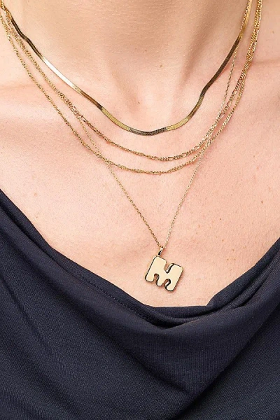 Ana Luisa Bubble Letter Necklace, Women's At Urban Outfitters In Gold
