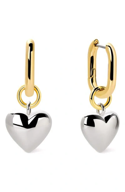 Ana Luisa Cameron Two Tone Heart Drop Hoop Earrings In Gold